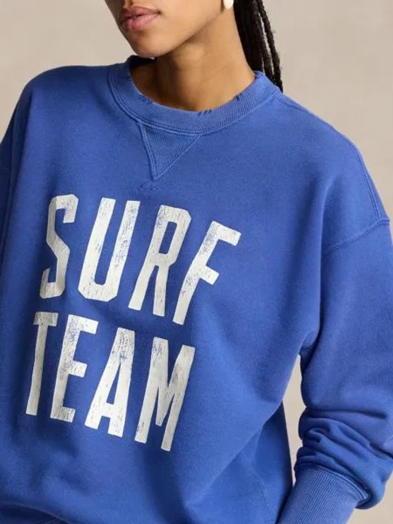 Ralph Lauren Tops - Polo Ralph Lauren Blue "Surf Team" Crewneck Sweater Distressed Medium